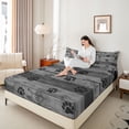 thumbnail image 3 of Homewish Grunge Dog Paws Bed Sheets,Country Farmhouse Cabin Full Size Sheets,Gray,4-Piece,1 Flat Sheet, 1 Fitted Sheet and 2 Pillowcases, 3 of 6