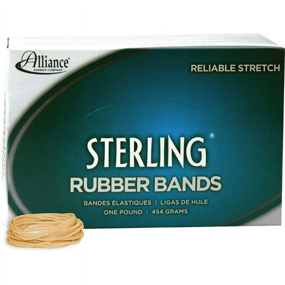 Alliance Rubber 24145 Sterling Rubber Bands - Size #14 - Approx. 3100 Bands - 2" x 1/16" - Natural Crepe - 1 lb Box | Bundle of 5 Boxes