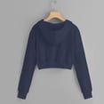 thumbnail image 4 of ZJXFGS Zipper Pocket Women Sweatshirt Tops Long Sleeve Casual Shirt Solid Women's Blouse Navy 2XL, 4 of 4