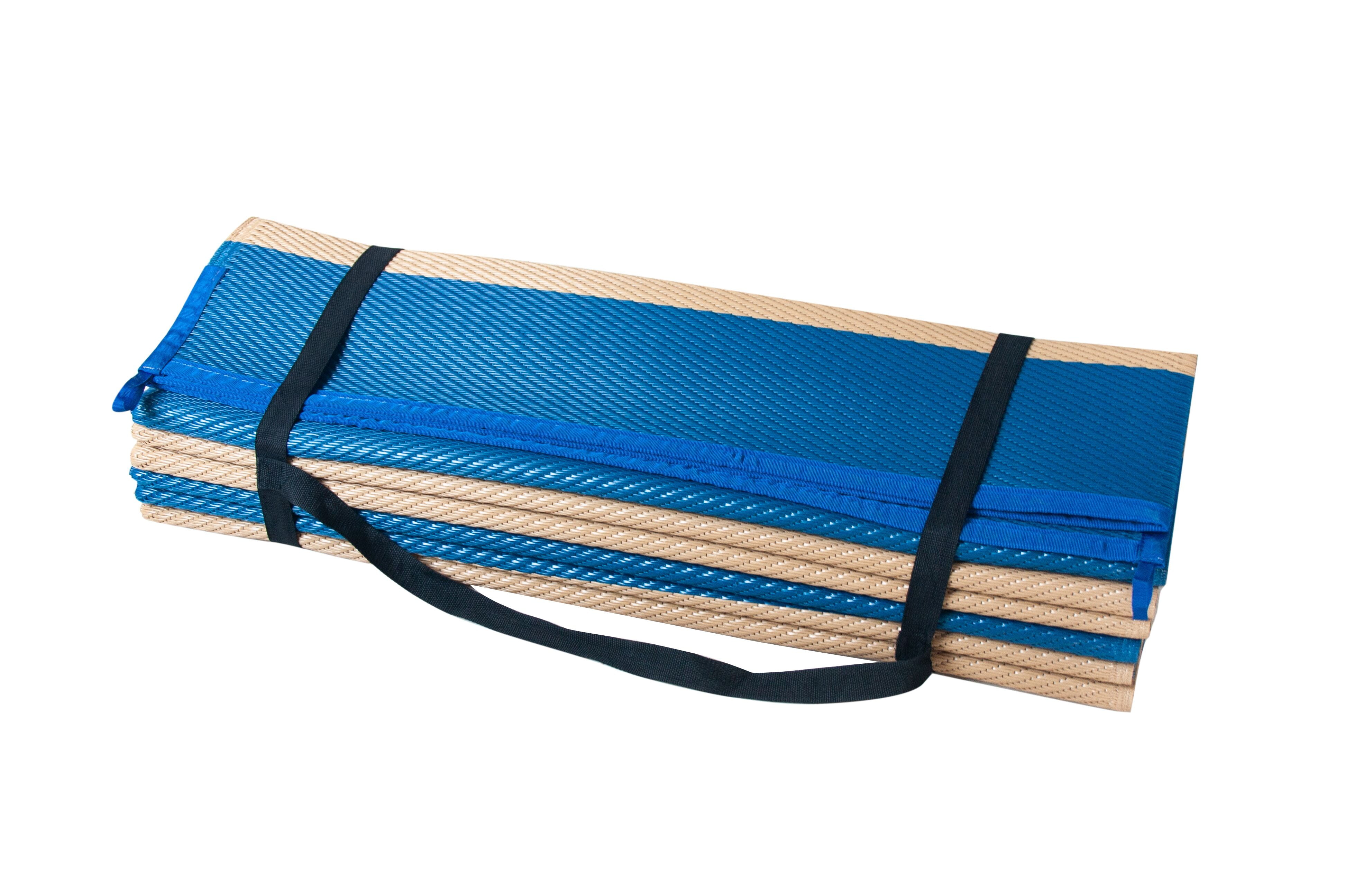 Outdoor Reversible Patio/RV Mat — 9ft. x 12ft., Blue/Tan