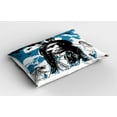 thumbnail image 2 of Ethnic Pillow Sham Set of 2, Sketch Style Design and Father, Quality Microfiber Bedding Item for All Seasons, 26" x 20", Blue Black and White, by Ambesonne, 2 of 3