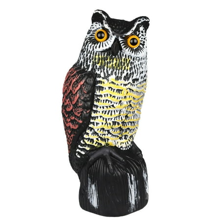 Solar Powered Owl Decoy with Flashing Eye Hoot Sound Infrared Sensor