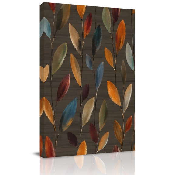 Canvas Wall Art, Farmhouse Botanical Framed Canvas Prints for Living Room Office, Rustic Leaves Branches Wooden Brown Large Gallery Wrapped Wall Decor for Home Office, Gifts, 16"x24" Ship Next Day