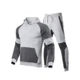 thumbnail image 3 of goowrom Men Color Block Long Sleeve Front Pocket Hoodie Drawstring Trousers, 3 of 5