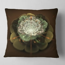 Designart White Fractal Flower on Brown - Flower Throw Pillow - 18x18