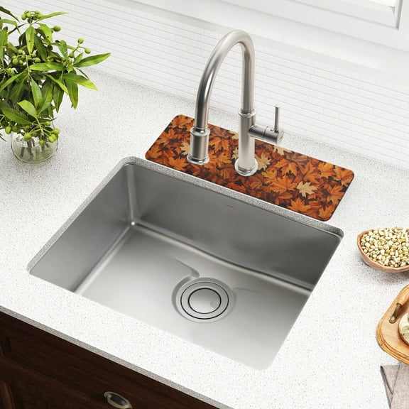 Yayeee Faucet Mat for Kitchen Sink 14.7" Diatomite Long Splash Guard Pad, Fall Pattern