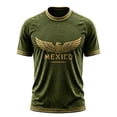 thumbnail image 2 of Mexico 2026 Soccer Cup Fan Jersey for Men, Crewneck Short Sleeve T-Shirt with Winged Totem & Geometric Print, Lightweight Breathable Athletic Top, 1 PC Army Green L, 2 of 4