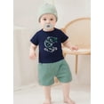 thumbnail image 5 of Rovasas Boy Outfit Sailboat Embroidery Short Sleeve T-Shirt + Plaid Shorts, 5 of 9