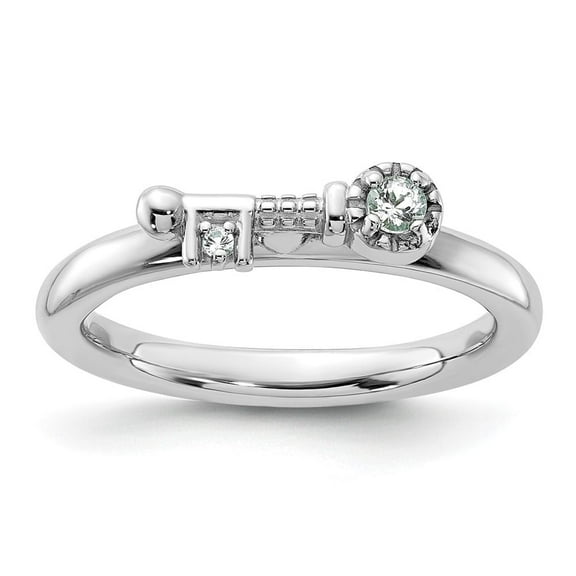 Auriga Fine Jewelry 925 Sterling Silver Rhodium-plated Garnet and White Topaz Key Ring for Women Size- 9