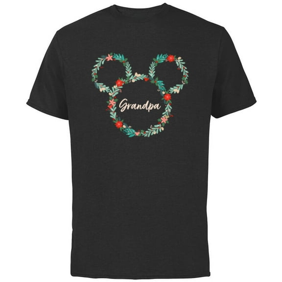 Disney Minnie Mouse Christmas Family Vacation Trip Grandpa - Short Sleeve Cotton T-Shirt for Adults - Customized-Black