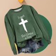 thumbnail image 4 of BKQCNKM Crewneck Sweatshirts Women's Casual I Can'T But I Know A Guy Printed Long Sleeve Sweatshirt Fun Sweatshirt Shirt Plus Size Tops Womens Long Sleeve Tops Green M, 4 of 5