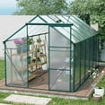 thumbnail image 2 of Noble House Serre en Polycarbonate 6 X 12 Pi avec Base Surélevée et Ancres, Cadre en Aluminium Robuste, Vert, 2 of 9