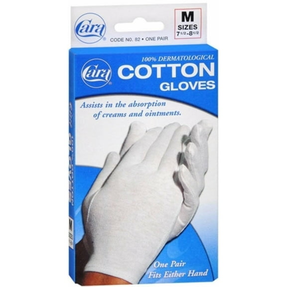 Cara Cotton Gloves Comfortable & Sanitary Protection, Medium, 1ct, 2-Pack