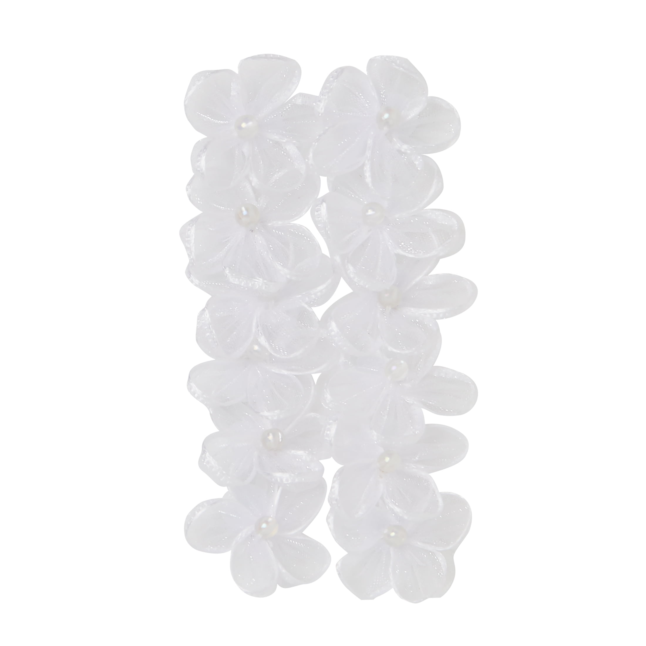 (2 pack) Offray Accessories, White 3/4 inch Value Pack 5 Petal Flower with Pearl Accessory, 30 Count