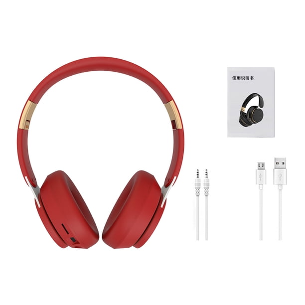 Auriculares Bluetooth 5.0 Entrada de audio de 3,5 mm Auriculares inalámbricos Auriculares plegables recargables, Rojo kenally EL001463-03B
