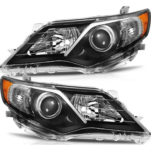 CCIYU Headlights Assembly 8115006800 8111006800 8115006470 8111006470 Black Housing Amber Reflector Clear Lens Headlamps For Toyota Camry 2012-2014