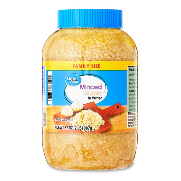 Great Value Family Size Minced Garlic in Water, 32 oz Jar