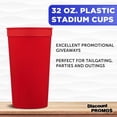 thumbnail image 3 of Plastic Stadium Cups 32 oz. Set of 10, Bulk Pack - Perfect for Summer, Sporting Events, Birthdays, Picnic, Beach, Parties - Red, 3 of 5