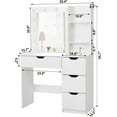 thumbnail image 6 of Makeup Vanity with Drawers, Vanity Desk with Mirror and Lights in 3 Colors, Vanity Table with 12 Lights, Charging Station, Storage Shelves, 6 of 6