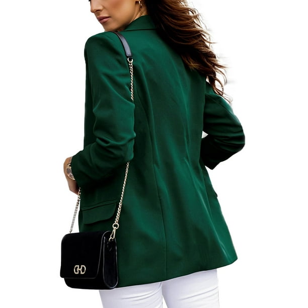 Blazer para mujer traje informal chaqueta holgada abrigo para mujer ajustado solapa trabajo de oficina manga larga chaqueta frontal abierta abrigo fino prendas de vestir Bodega Aurrera en linea