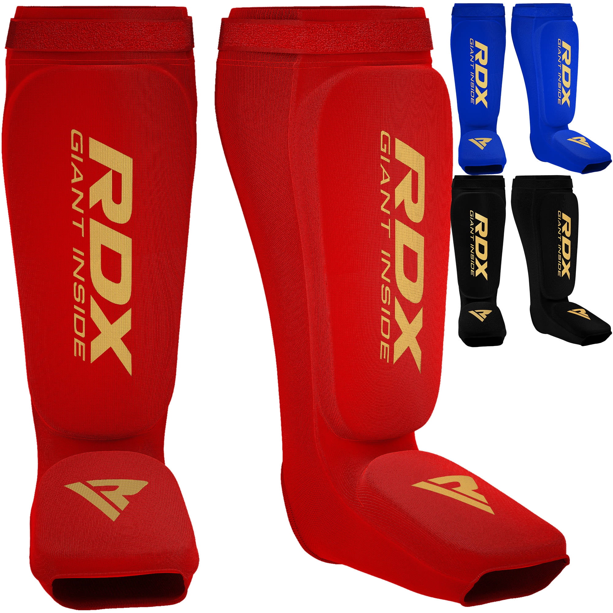 Muay Thai RED S,M 4Fit Shin Instep Protectors Guards Pads Boxing MMA XL L 