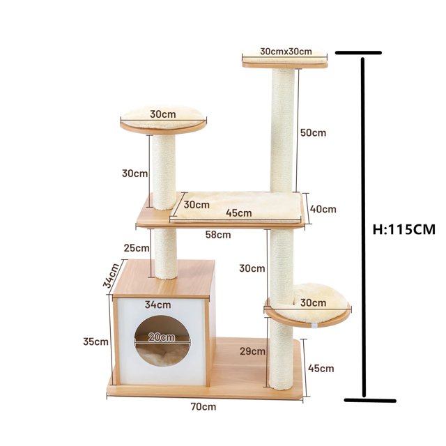 Multi-Level Cat Tree Condo Furniture with Sisal-Covered Scratching Posts Plush Condos for Kittens Cats and Pets shopwise Round