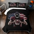 thumbnail image 2 of Manfei Boys Rugby Twin Quilt Set, Sports Gamer Twin Coverlet Set, Maroon Red Navy, Black Reversible 2 Pieces, 1 Bedspread and 1 Pillowcase, 2 of 7