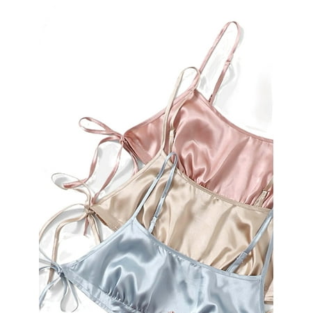 

Womens Pajama Sets Knot Spaghetti Strap Sleepwear Multicolor S