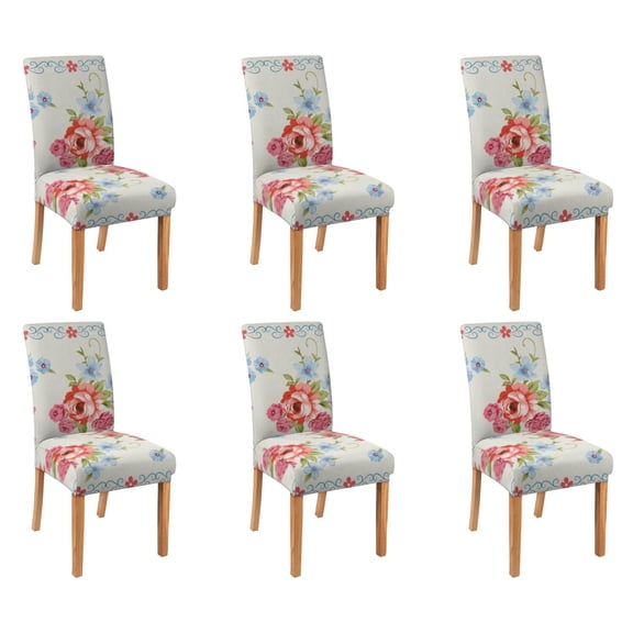 Chair Covers for Dining Room Chairs Stretch Printed Dining Chair Cover Set Of 6,Washable Elastic Pioneer Colorful Floral Kitchen Chair Slipcovers, Removable Seat Protector for Home or Party
