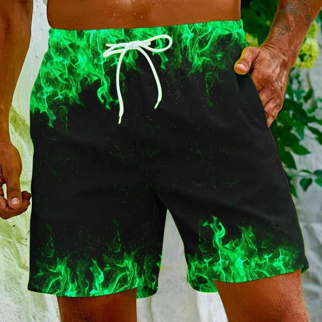 LSLJS Men's Impression Spéciale Flamme Beach Pantalon Décontracté Shorts Cadeaux for Men