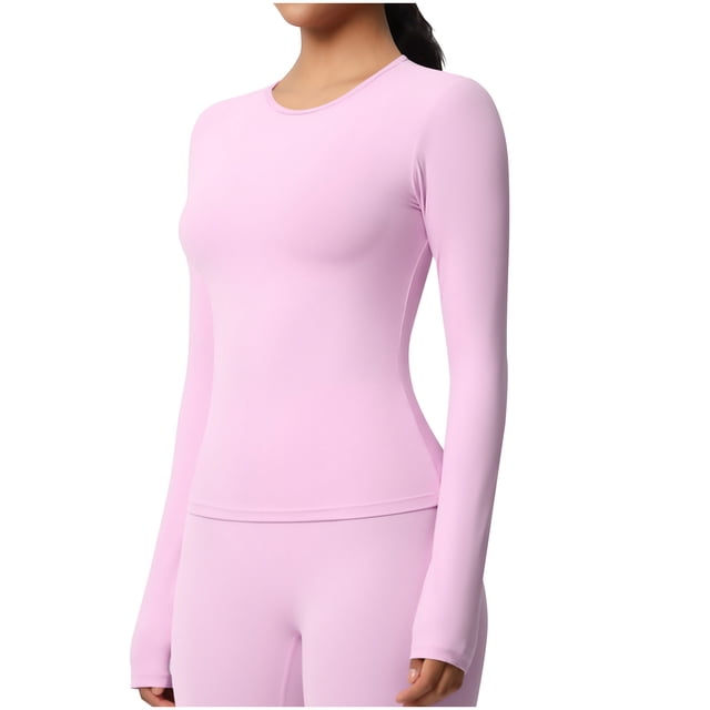 Mujeres de Manga Larga Tops Casual Ejercicio Capa Base para Correr Al Aire Libre, Transpirable Slim Fit Yoga Top con Agujeros Del Pulgar para Actividades de Fitness