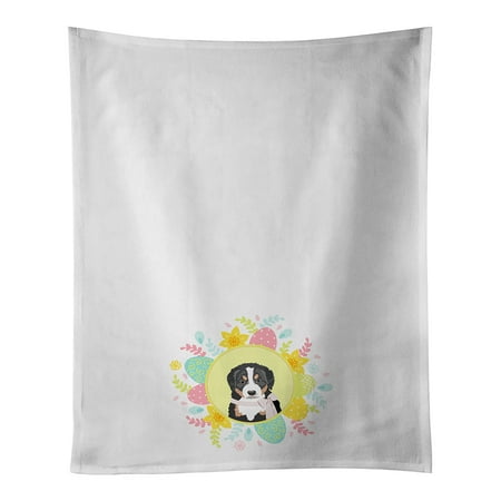 

Bernese Mountain Dog Puppy #1 Easter White Kitchen Towel Set of 2 19 in x 28 in