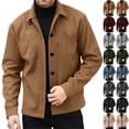 thumbnail image 7 of qucoqpe Men's Short Wool Trench Coat Classic Button Down Fall Winter Jackets with Notch Lapel Long Sleeve Casual Outerwear Coats for Men, 7 of 7