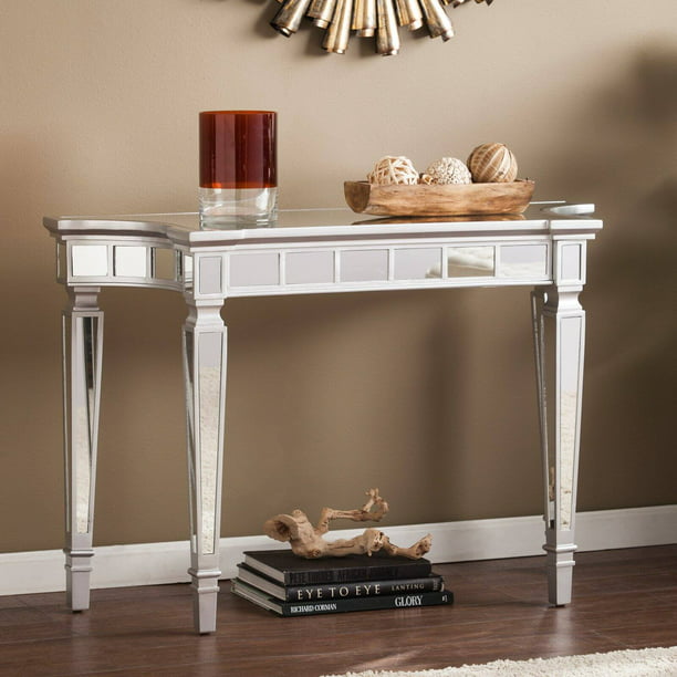 Southern Enterprises Glenview Glam, Mirrored Sofa Table In Silver
