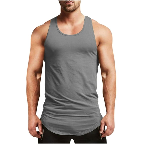 Mlzmgr Cotton Tank Tops for Men Compression Sleeveless Basic Sports Tanks Comfy Moisture Wicking Mens Tops