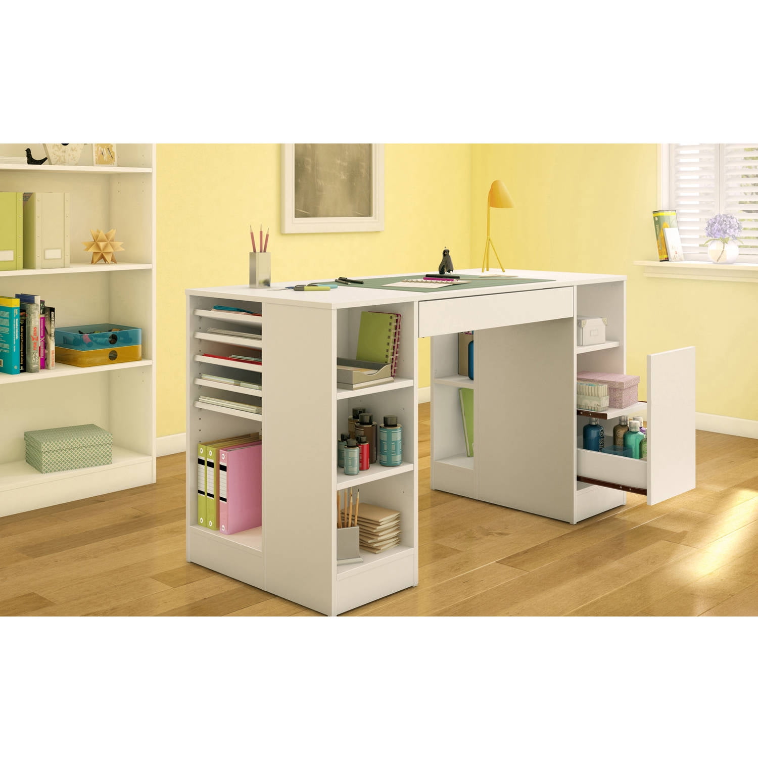South Shore Crea White Counter Height Craft Table with Storage