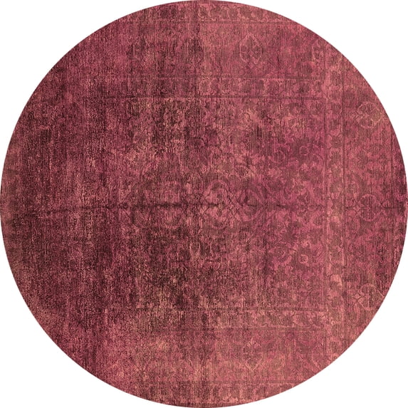 Ahgly Company Indoor Round Oriental Brown Industrial Area Rugs, 7' Round