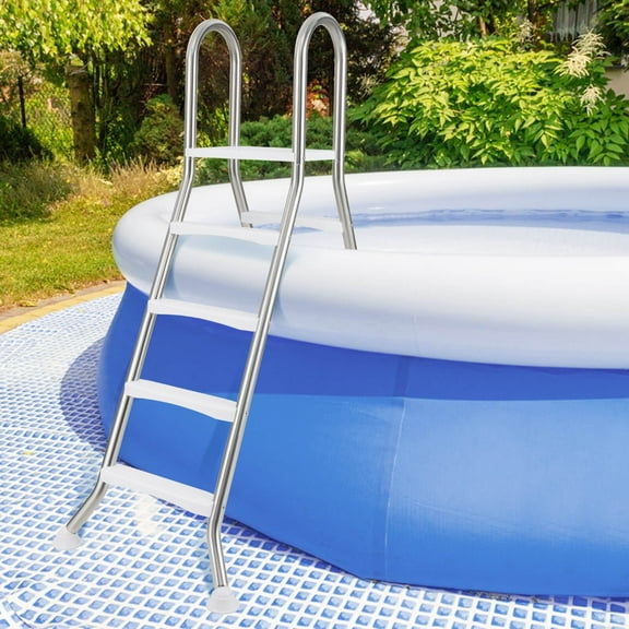 Costway 75.6" Above Ground Pool Ladder with Top Platform Non-slip Steps & Rounded Handrails