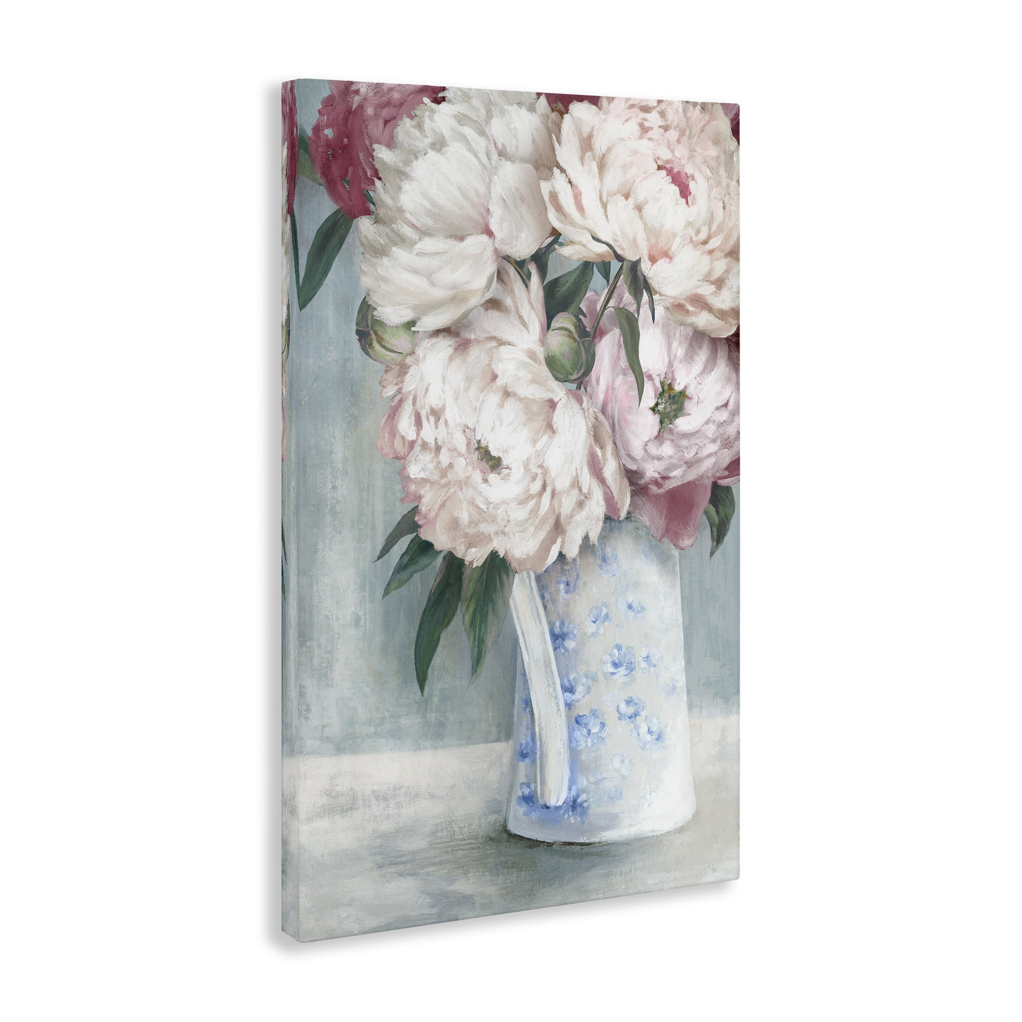 Stupell Industries Peony Blossom Vase Plants & Flowers Painting Wrapped Canvas Art Print Wall Art, 20 x 30