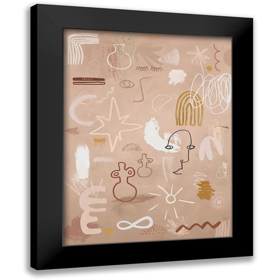 Urban Road 12x14 Black Modern Framed Museum Art Print Titled - Cave Drawings