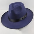 thumbnail image 2 of Fedora Hats for Men Wide Brim Panama Hat with Classic Belt,One Size, 2 of 3