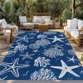thumbnail image 2 of Navy Blue Coastal Outdoor Rug for Patio/Deck/Porch, Non-Slip Large Area Rug 6 x 9 Ft, Nautical Beach Starfish Coral Summer Indoor Outdoor Rugs Washable Area Rugs, Reversible Camping Rug Carpet Runner, 2 of 8