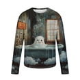 thumbnail image 4 of WAENQINLA Halloween Costomes Men Casual Long Sleeve Sweatshirts Crewneck Halloween Shirts Cute Ghost Print Party Holiday Shirt, 4 of 5