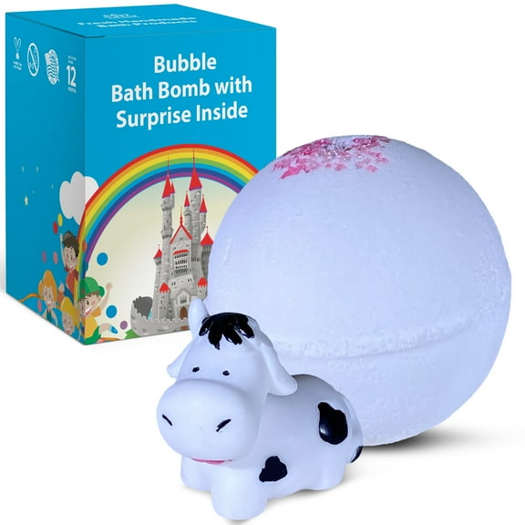 Bath Bomb for Kids with a Surprise Toy Cute Cow Inside Handmade in USA Natural Safe for Sensitive Skin Moisturizing by Relaxcation