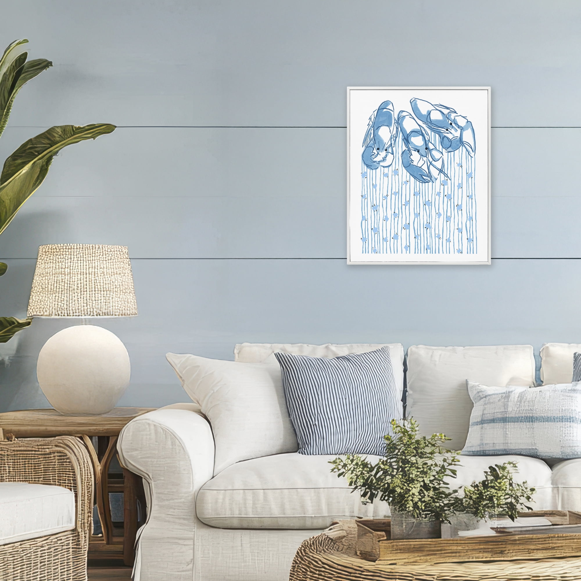 Stupell Industries Lobster Trio with Strings White Framed Giclee Art, design by Melissa Tilley