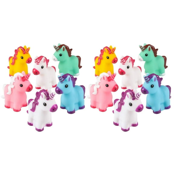Lot of 12 Rubber Unicorns 2" Bath and Pool Squirt Toys Party Favors