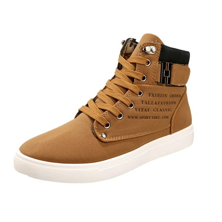 KELINFONG Men s Casual Shoes High Top Fashion Sneaker Lightweight Mens Boots Shoes Lace up Warm Booties
