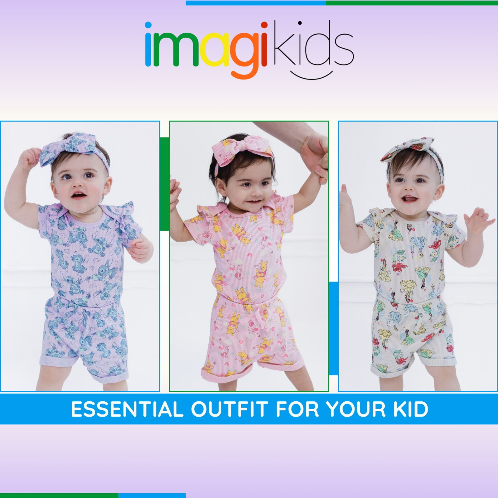 Disney Lilo & Stitch Ribbed Bodysuit, Shorts and Headband 3 Piece Outfit Set Newborn to Infant
