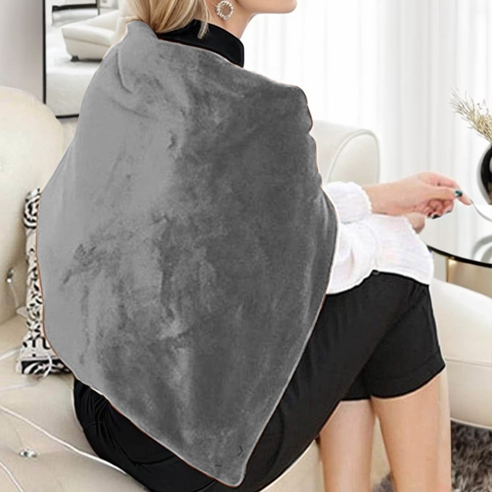 Jrocdr Heated Shawl Pad USB Heated Shawl Electric Heated Blanket Plush ...