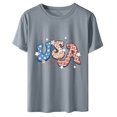 thumbnail image 6 of Dyegold Summer Tops for Women 2023, Short Sleeve Basic Shirts Tee Plus Size Blouses for Women Loose Comfy USA Letter Print Patriotic Round Neck ​Tunic Tops, 6 of 6
